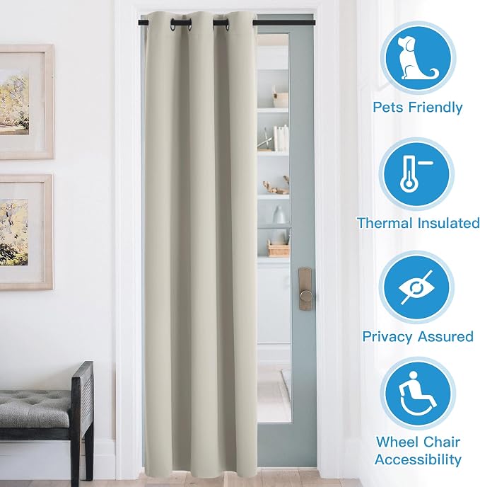 RYB HOME Temporary Doorway Curtains Blackout Privacy Room Divider Curtains | - Image 2