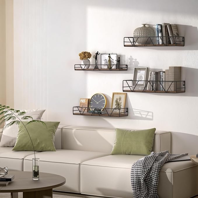 Floating Shelves Set of 4, Wood Wall Shelf, Farmhouse Shelf - Image 2