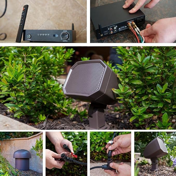 VOLT OHM 4.1 Outdoor Audio System with 4 Satellite Speakers, Subwoofer & Bluetooth Amplifier, Provides Coverage Up to 1300 Square Feet