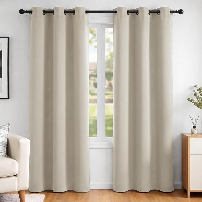Deconovo Blackout Curtains for Bedroom and Living Room 84 Inches Long | Black by Unknown
