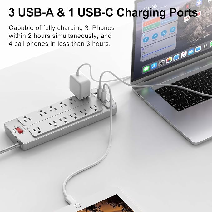 ALESTOR 6 Ft Surge Protector Power Strip - Image 3