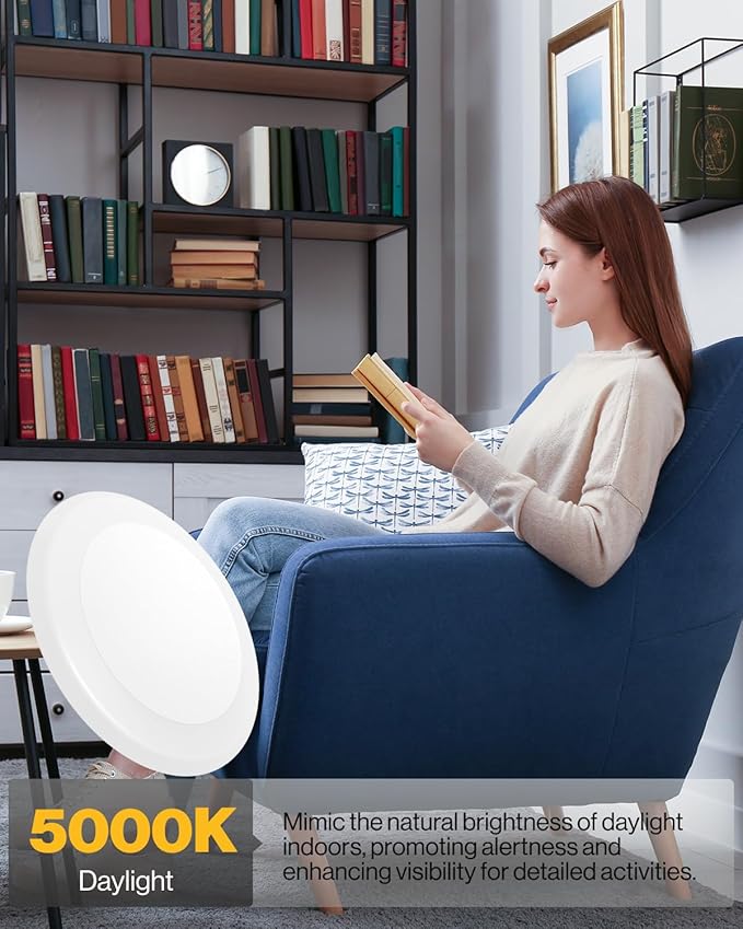 Sunco 48 Pack LED Disc Lights Ceiling 6 Inch, Flush Mount Disk Light, Recessed Can Lighting, 1050 LM, 15W (75W Equivalent), 5000K Daylight, Dimmable, Damp Rated ETL.