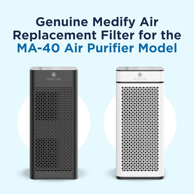 Medify Air MA-40 Genuine Replacement Filter | for Allergens, Wildfire Smoke, Dust, Odors, Pollen, Pet Dander | 3 in 1 with Pre-filter, H13 HEPA, and Activated Carbon | Removal to 0.1 Microns | 1-Pack