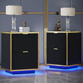 4ever2buy Black and Gold Nightstand Set of 2 by 4ever2buy