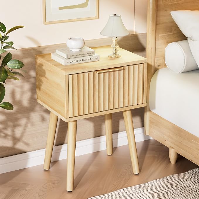 VINGLI Night Stand Set 2, Fluted Nightstands - Image 7