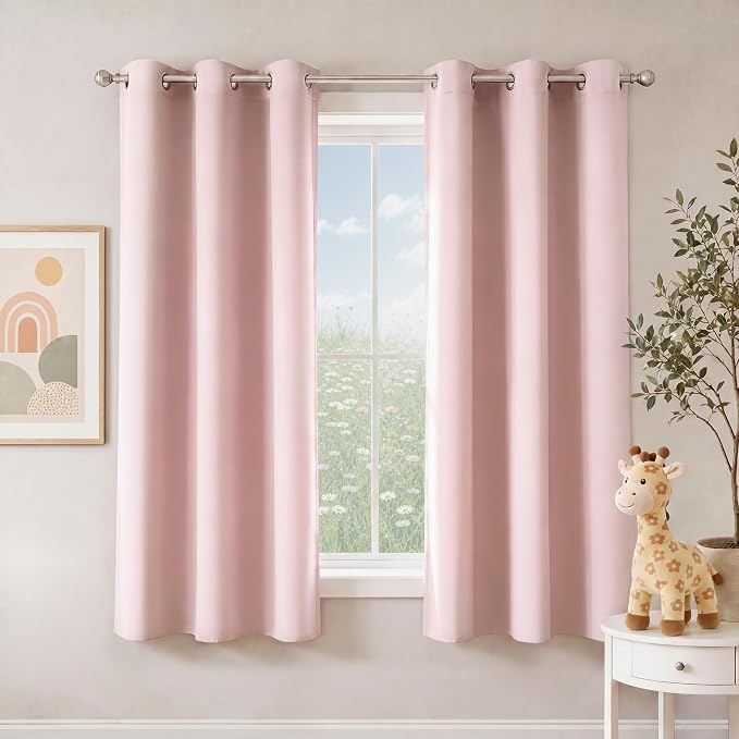 NICETOWN Blush Pink Room Darkening Curtains 68 Inches Long 2 Panels by NICETOWN