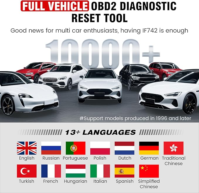 2026 BOSSCOMM IF742 OBD2 Scanner, ABS/SRS/Transmission/Check Engine Code Reader Scan Tool with 6 Resets, ABS Bleeding/Oil/EPB/SAS/Throttle/BMS, Scanner Diagnostic Tool for All Cars, Upgraded of IF740