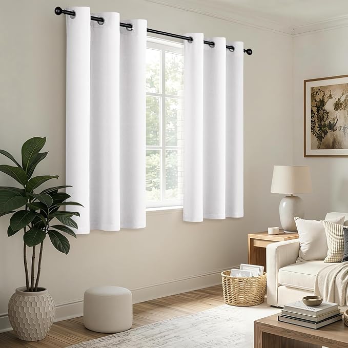 Pure White Blackout Curtains for Bedroom Living Room W40 x L63 Inch | 63 Inch - Image 5
