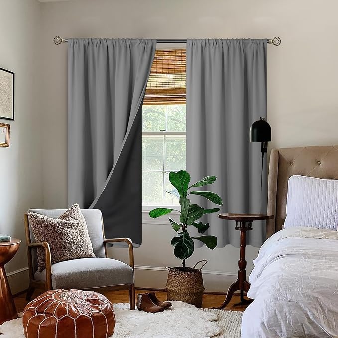 BGment Dove Grey 100% Blackout Curtains - Image 2