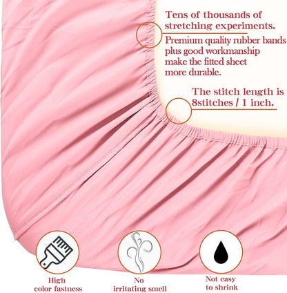 NTBAY Toddler Bedding Set - 4 Piece Soft and Breathable Crib Bedding Set for Boys and Girls, Includes Quilted Comforter, Fitted Sheet, Flat Top Sheet and Envelope Pillowcase, Pink