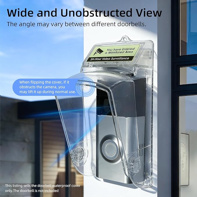 Dgyezhao Clear Outdoor Plastic Flip Doorbell Rain Cover,Camera Cover protector,weather shield Compatible doorbell accessories