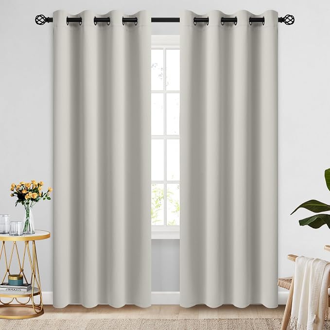 COSVIYA Grommet Room Darkening Cream Beige Curtains 84 inch by COSVIYA