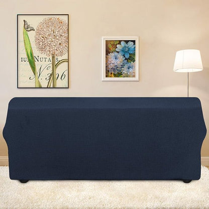 Easy-Going Stretch Sofa Slipcover 1-Piece Sofa Cover Furniture Protector Couch Soft with Elastic Bottom for Kids, Polyester Spandex Jacquard Fabric Small Checks (Sofa, Dark Blue)