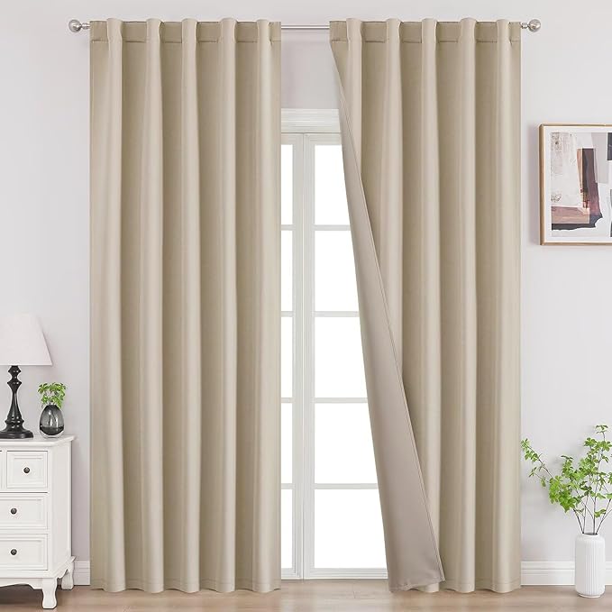Joydeco Blackout Curtains 84 Inch Length 2 Panels Set, Thermal Insulated Black by JOYDECO