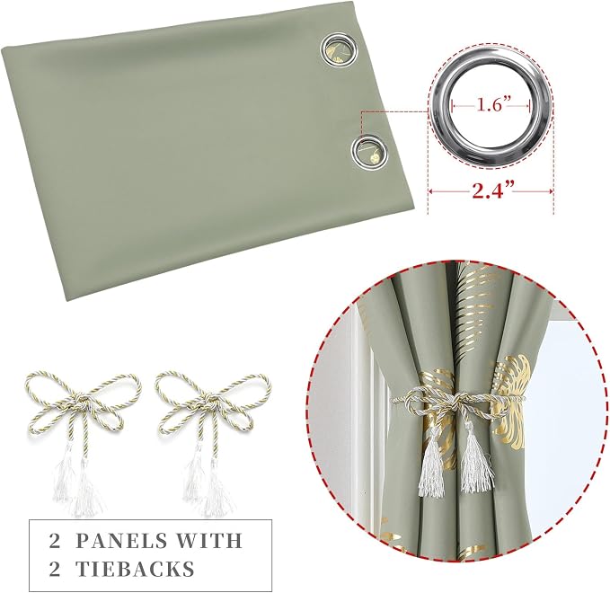 Sage Green Blackout Curtains for Living Room 90 Inches Long, Room Darkening - Image 5
