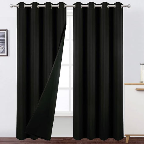 100% Blackout Black Curtains by Lemomo