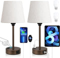 Brown Bedside Lamps Set 2 for Bedroom by Acaxin