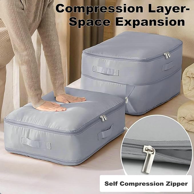 Comforter Storage Bag, Bedding & Blanket Self Compression Storage Organizer | - Image 4