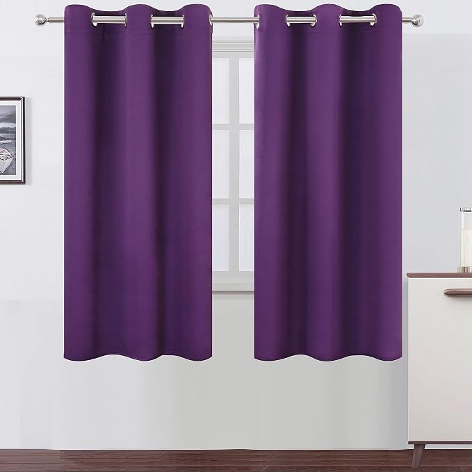 Purple Thermal Blackout Curtains/38 x 63 Inch/Set of 2 Panels Room Darkening by Lemomo