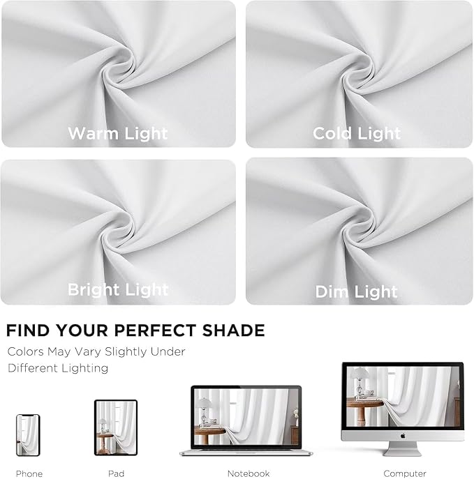 Joydeco 90 Inch 60% Blackout White Curtains 2 Panels, Elegant Semi Sheer - Image 9