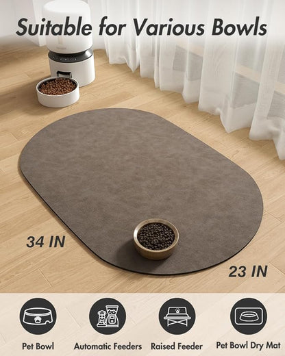 Absorbent Dog Food Mat-Cat Mat for Food and Water Bowl, Quick Dry Pet Food Mat, No Stains Dog Feeding mat, Pet Accessories Pet Supplies Mat-Cat Water Bowl Mat for Messy Drinkers