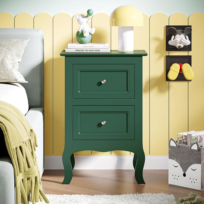 Bonnlo Green Nightstand with Drawers - Image 5