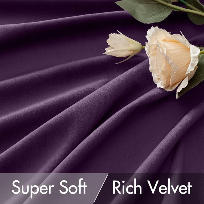 MIULEE Purple Velvet Curtains 52x90 inches Luxury Blackout Curtains | Thermal - Image 4