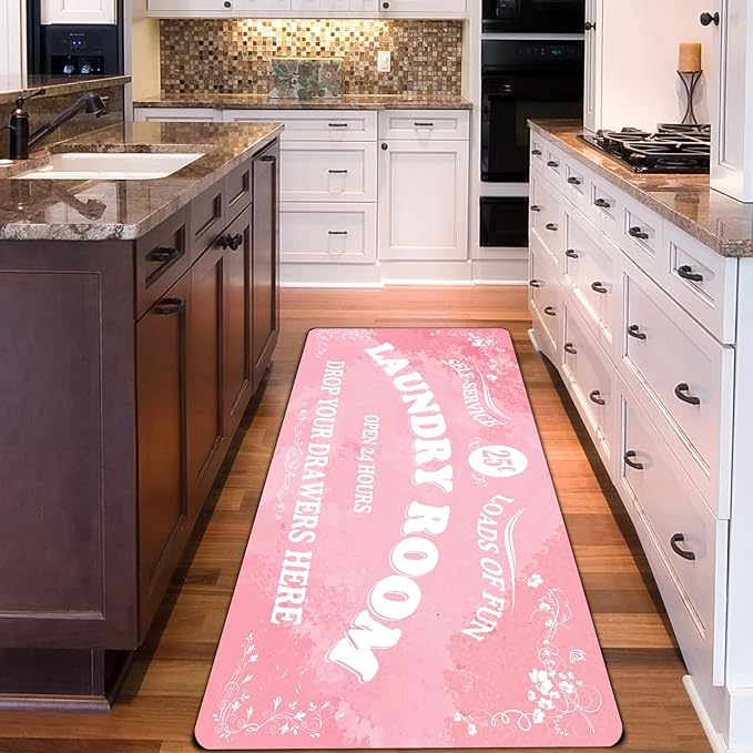 Zoke Laundry Room Rug Runner Stylish Non-Slip Laundry Room Mat 24"x72", Versatile, Waterproof Runner for Laundry, Kitchen, and Bathroom, Mudroom Decor and Farmhouse Charm