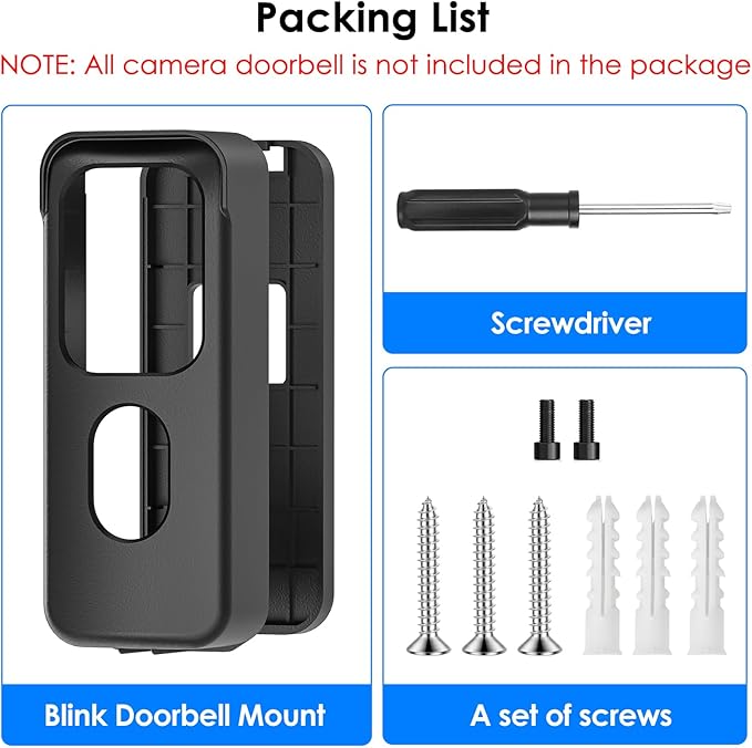 No Drill Door Mount for Blink Video Doorbell (2025 2nd Gen), Adhesive Mounting Bracket Accessories for Security System, Not for Blink Video Doorbell (2021&2023 Release), Black