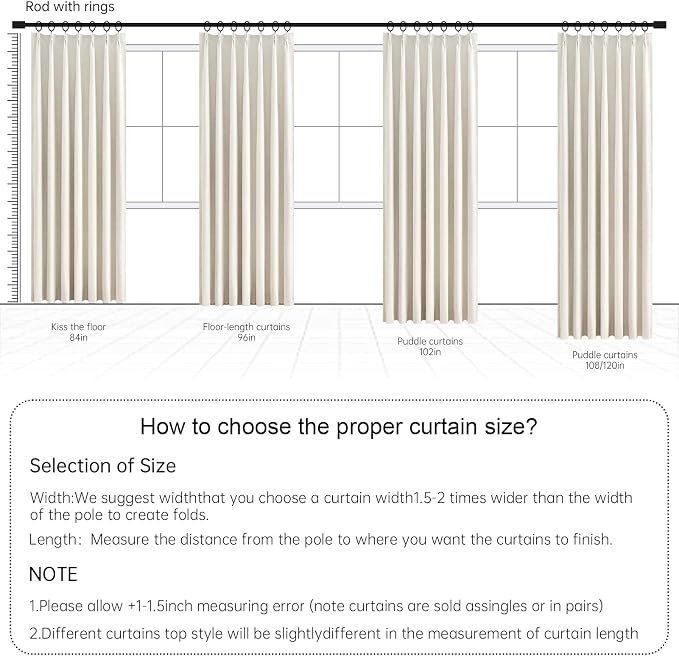 100 Inches Long 100% Blackout Brich Linen Curtains, Farmhouse Pinch Pleated - Image 9