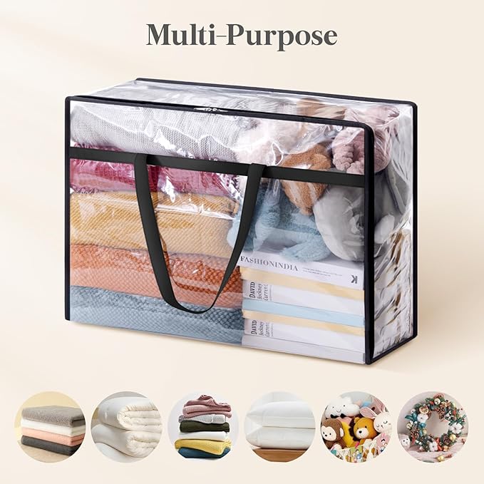 Lifewit 2 Pack Clear Clothes Storage Bags, 75L Plastic Blanket Storage Bag - Image 5