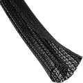 QCSIW 1/4" x 50ft Black Cable Sleeve Cover - Pet-Proof Cord Management System for Home Office Desk, Durable Wire Organizer Protector from Dog Cat Chewing, Flexible Cable Hider (Black)