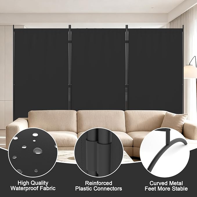 Room Divider 3 Panel Room Dividers and Folding Privacy Screens - Image 3