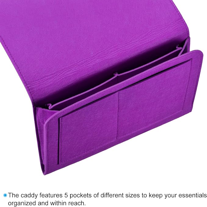 PATIKIL 13in Bedside Caddy, Bed Caddy Bedside Organizer Hanging 5 Pocket Soft - Image 3
