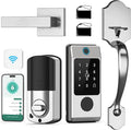 WiFi Smart Locks for Front Door with Handle Sets, Keyless Entry Door Lock Fingerprint Deadbolt, Electronic Digital Touchscreen keypad, App Control, Easy to Install (Silver)
