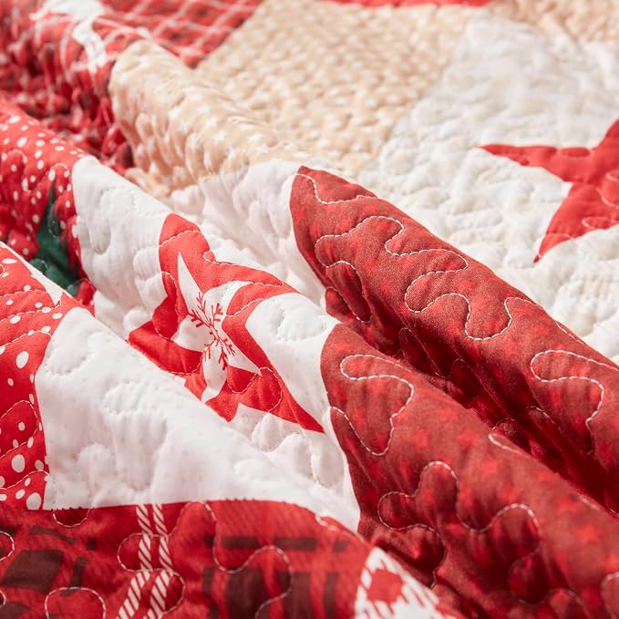 Christmas Quilt Set 3-Piece King Size Bedspread Coverlet 98''x106'' Lightweight - Image 7