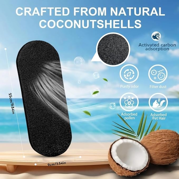 Kuenst Ceiling Fan Filters for Blades，Activated Coconut Carbon Ceiling Fan Filter Accessories Dust Catcher Fits All Ceiling Fans，Black，9.84in*3.54in