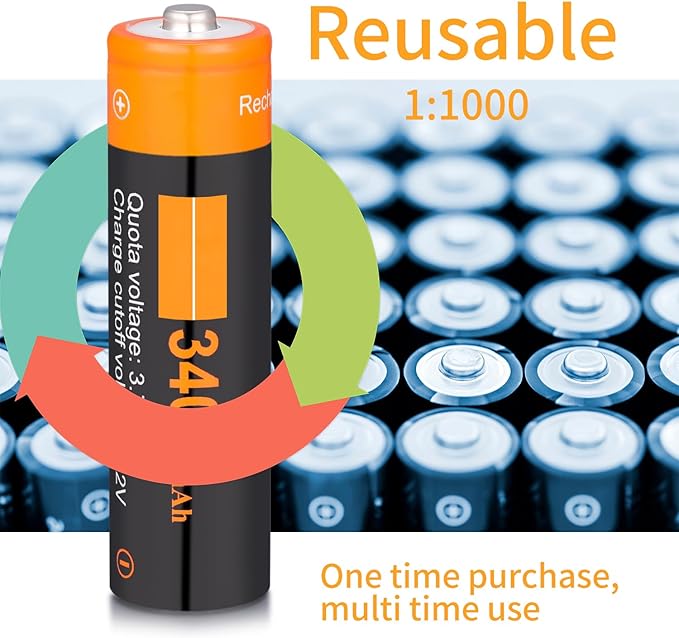 XONBDNOX 3400 mah High Capacity Rechargeable Battery Case 4 Pack-with for Toy Cars,Small Electronic,Devices,headlamps, flashlights, Cameras,etc.