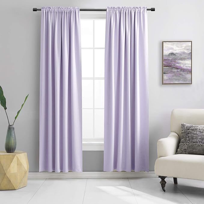 84 Inches Long 2 Panels Lavender Purple Curtain Panels by DONREN