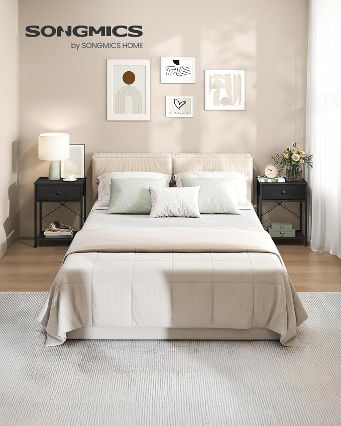 SONGMICS Bedside Table with Drawer, Nightstand with Lower Shelf - Image 3
