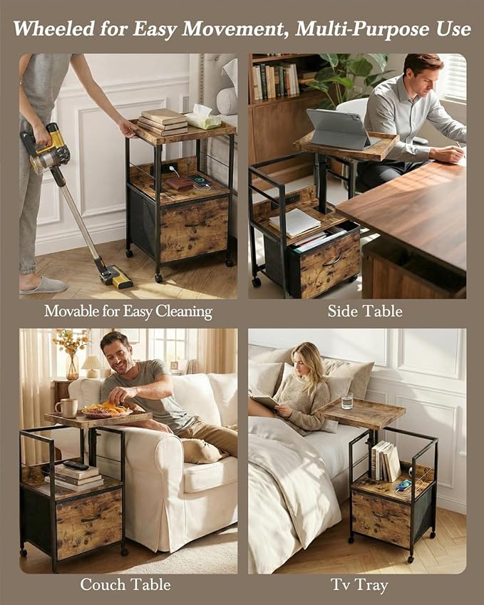 Faesun Swivel Lift Top Nightstand - Image 8