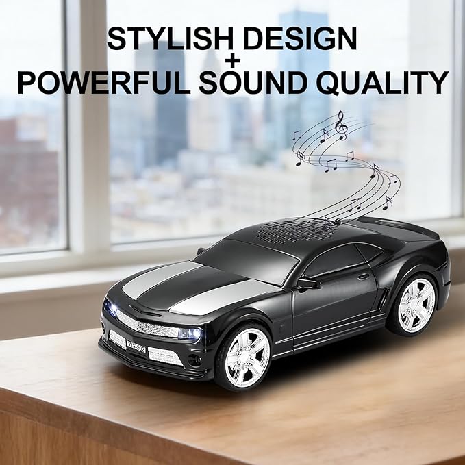 WSTER Classic Sports Car Model Bluetooth Speaker, Portable Wireless Outdoor Speaker with HD Sound, TWS Pairing, Truck Bluetooth Speaker, Parties & Home Audio (Black)