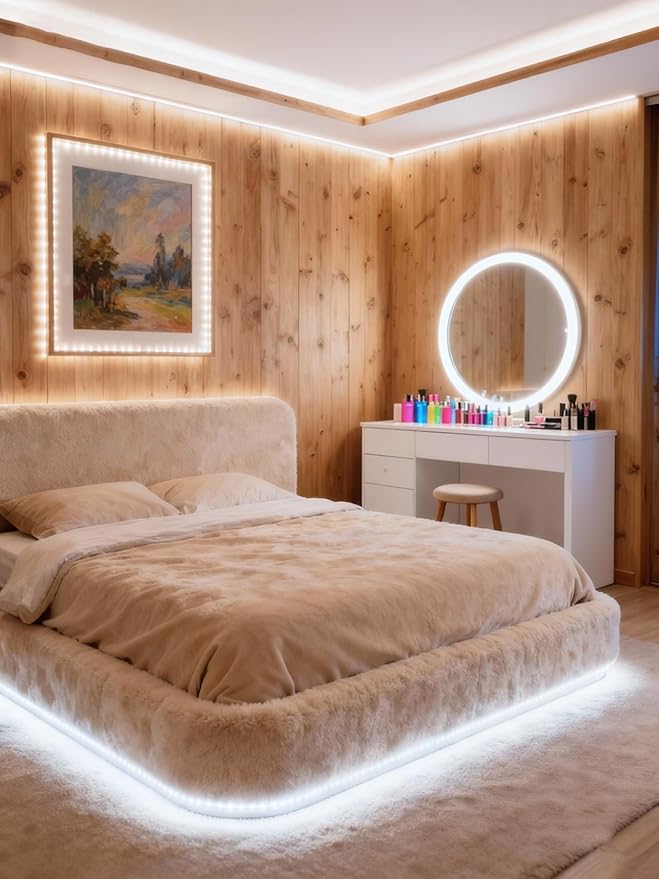 Led Strip Lights for Bedroom Dimmable 20 FT 360 Leds Rope Light Flexible Super Bright White Tape Lights for Ceiling Room Home Decor Luces Leds for DIY Living Room Kitchen Vanity Mirror Study Room