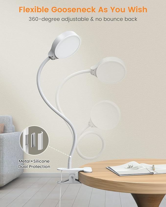 Glocusent 5W Desk Lamp with Remote, 3 Colors & 5 Brightness Reading Lights | - Image 5