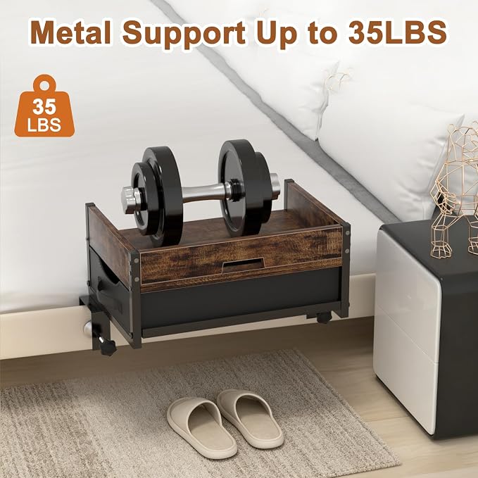 2 Tier Bedside Shelf, Clip on Bedside Caddy Organizer - Image 6