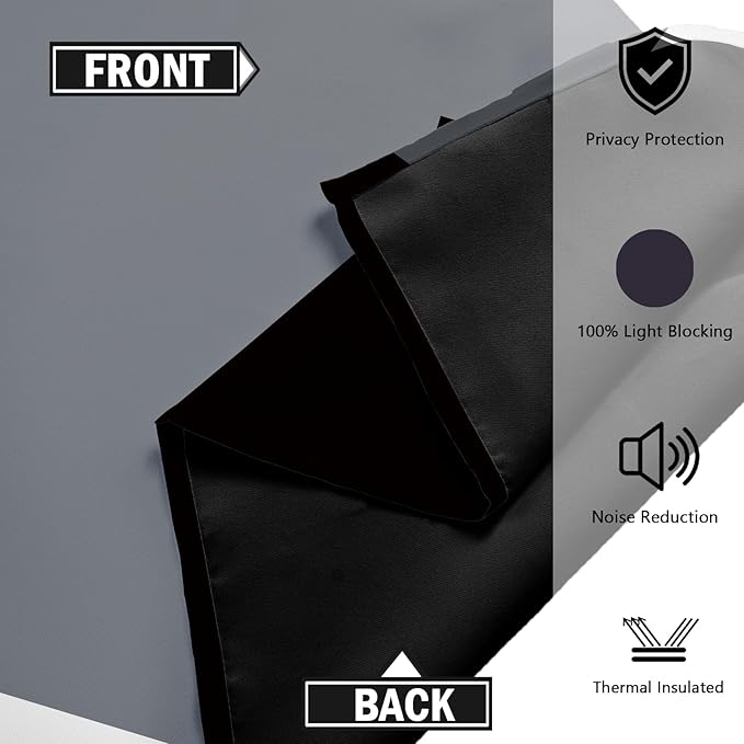 Black Grey 100% Blackout Curtains for Bedroom 72 inch Long 2 Panels Set White Grey Modern Abstract Geometric Black Out Curtains Insulated Room Darkening Window Drapes for Living Room, 52Wx72L
