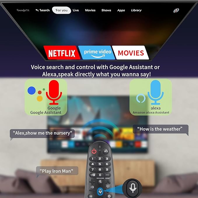 Voice Magic Remote Replacement Control, Compatible with LG Smart TVs, AN-MR20GA MR19BA MR21 MR22 MR23 Series, Google Assistant, Alexa Integration (AKB7585501 Voice)