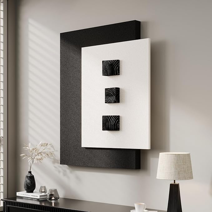 Cuspin Large 3D Wood Wall Art for Living Room, Minimalist Black and White by Cuspin