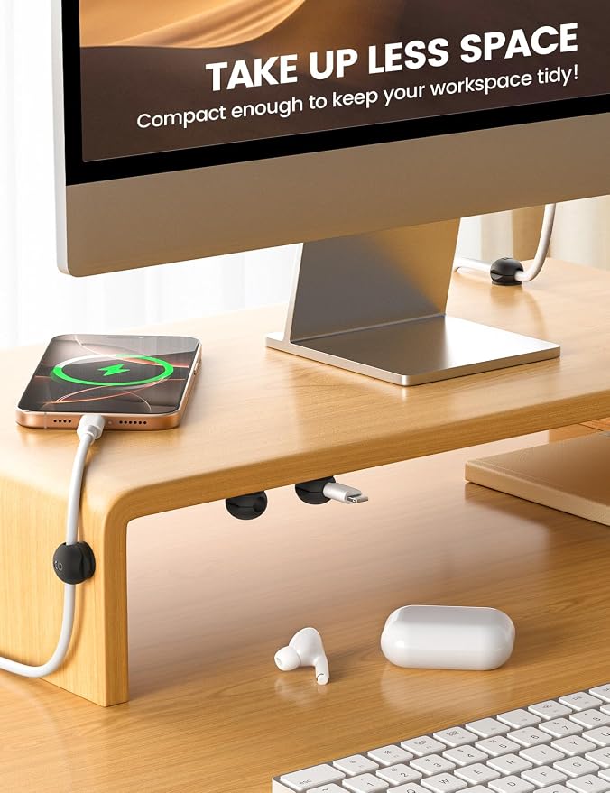 Lamicall 12 Pack Magnetic Cord Organizer, Silicone Mini Cable Clips | Desk - Image 3