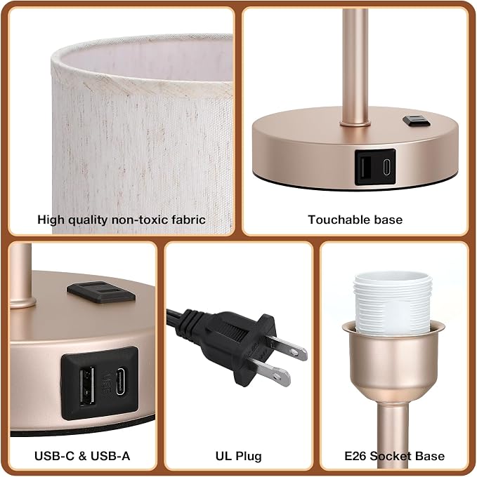 Dicoool 17.4" Bedside Lamp for Bedroom - Image 8